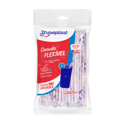 CANUDO LISTA VERVELHA FLEXÍVEL 6x21MM SACHE PLASTICO 100UN CS-304 STRAWPLAST [CF30]
