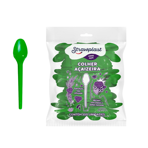 COLHER AÇAIZEIRA VERDE 200UN STRAWPLAST [CF5]